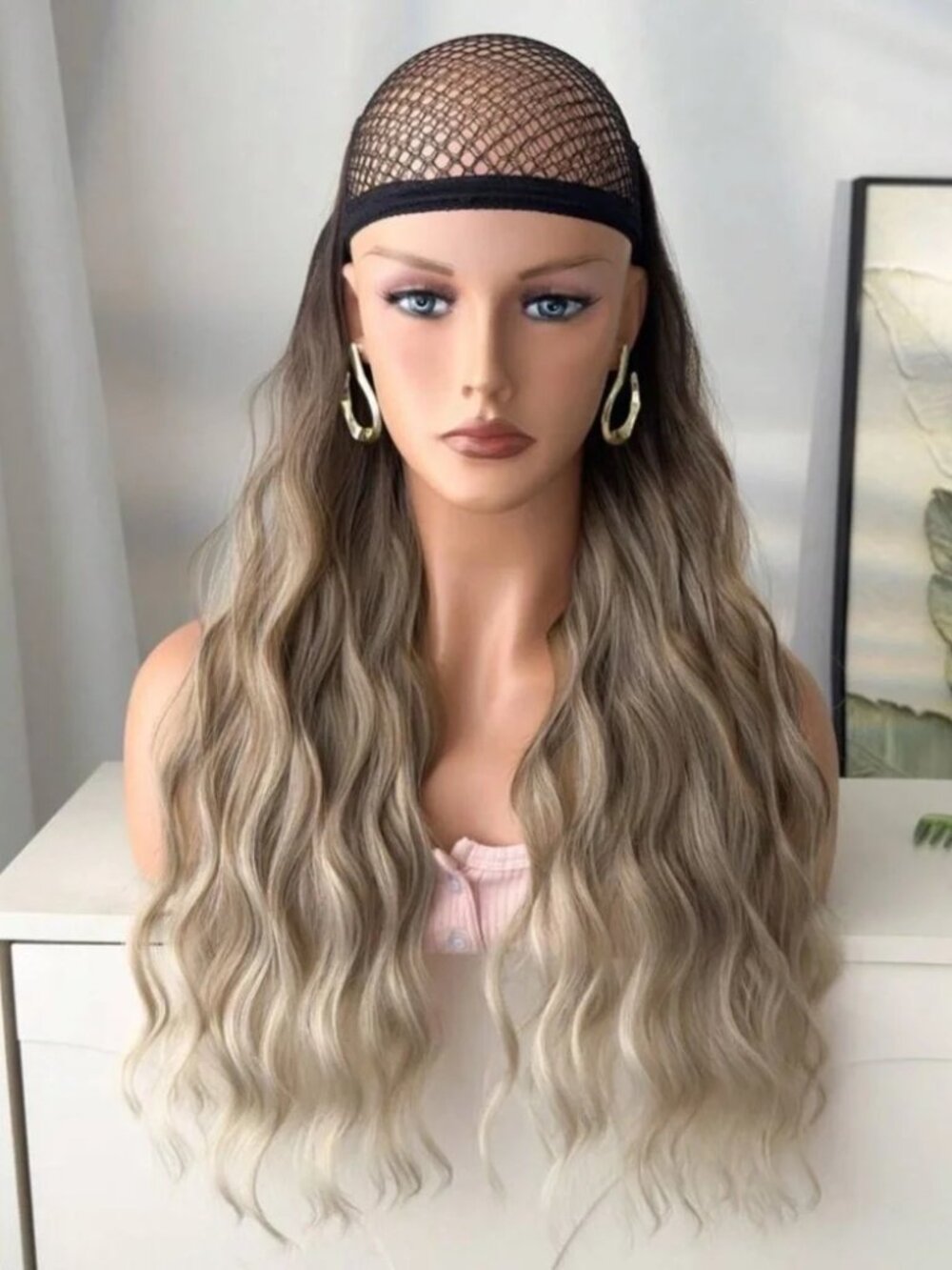 22 In Ashy light Brown Balayage Clip in hair Extensions - Human hair blend - Picture 4 of 7